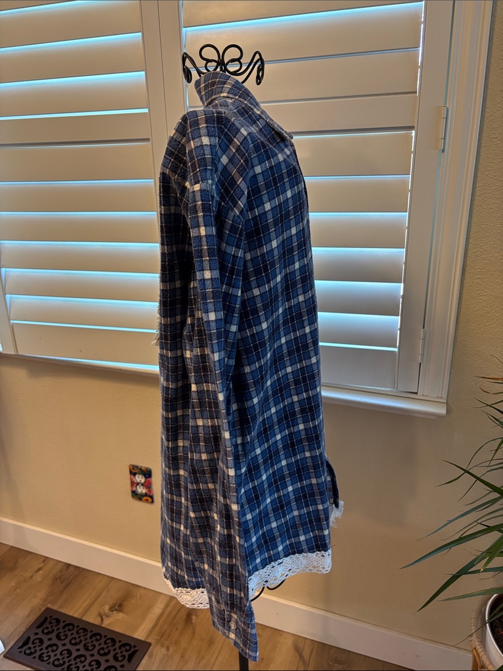Handmade one of a kind distressed flannel with Vintage Truck Back Patch - Picture 4 of 7